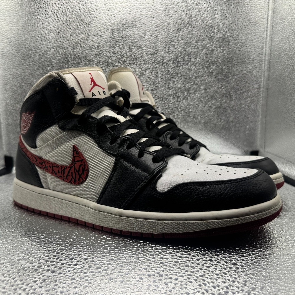 Size 13 Nike Air Jordan 1 Retro High OG Phat White Red Black Mens Athletic Shoes